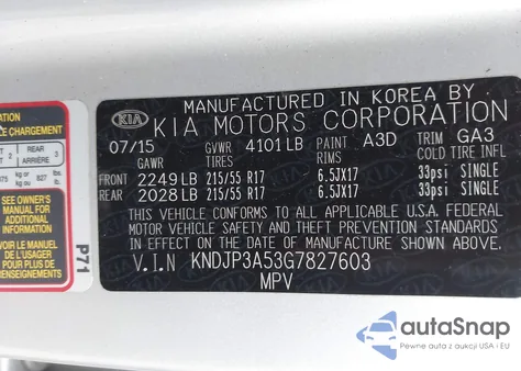 2016 Kia Soul + from USA, damaged, VIN KNDJP3A53G7827603